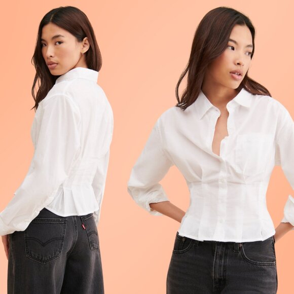 Citizens of Humanity Cropped White Blouse – Size S - Picture 4 of 4